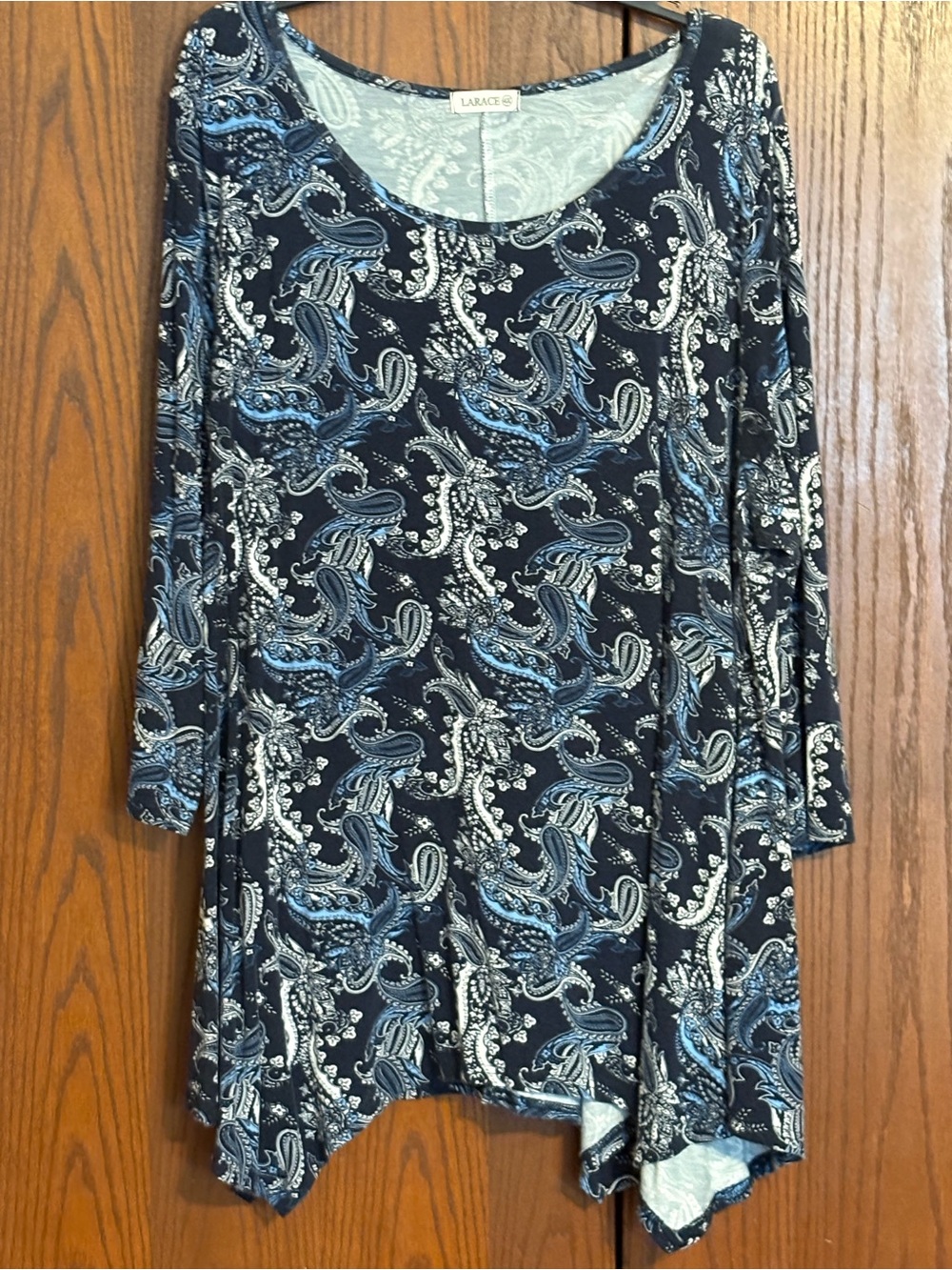 LARACE Navy Blue Paisley Scoop Neck Tunic